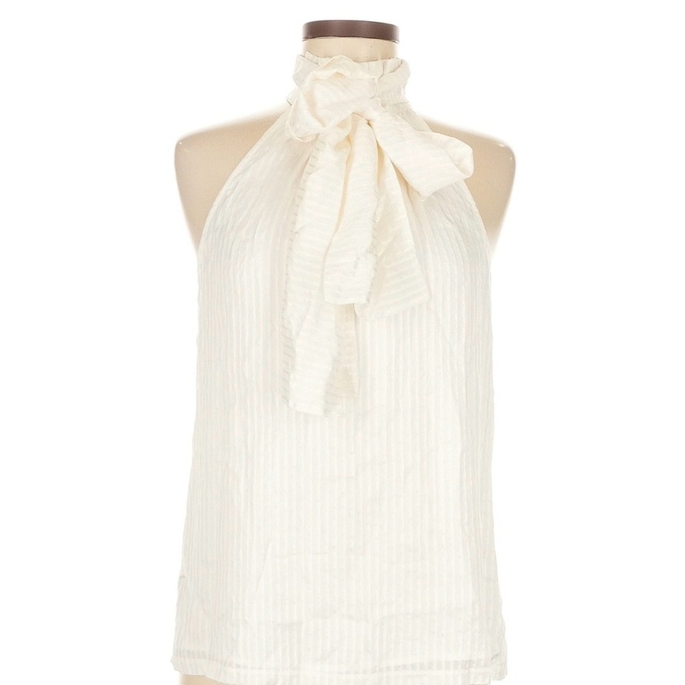 Club Monaco Cream Ruffle Halter Blouse